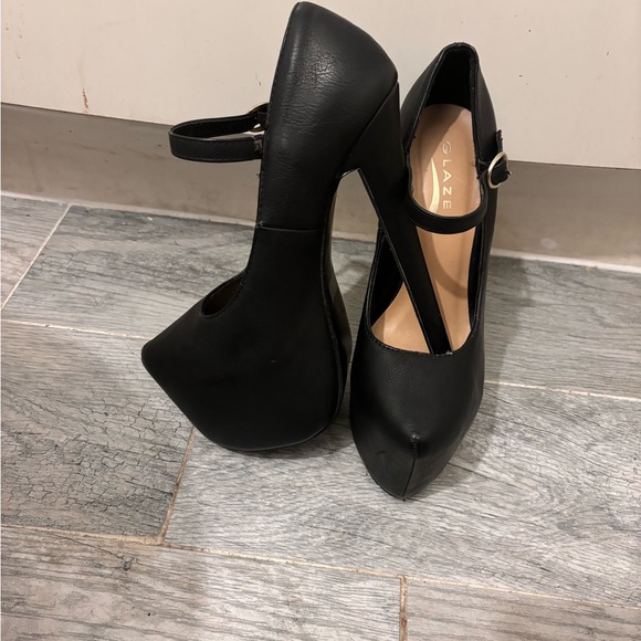 GLAZE extra high  black Maryjane platform stiletto HEELS size 6 - Picture 7 of 8